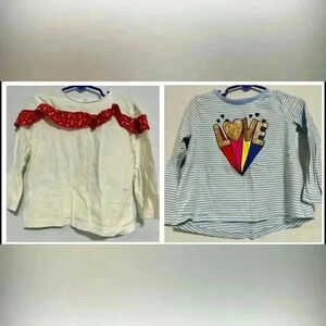 293, Zara Baby Toddler Girl Ruffle Blouse 2-3 yrs, dip blue and white top